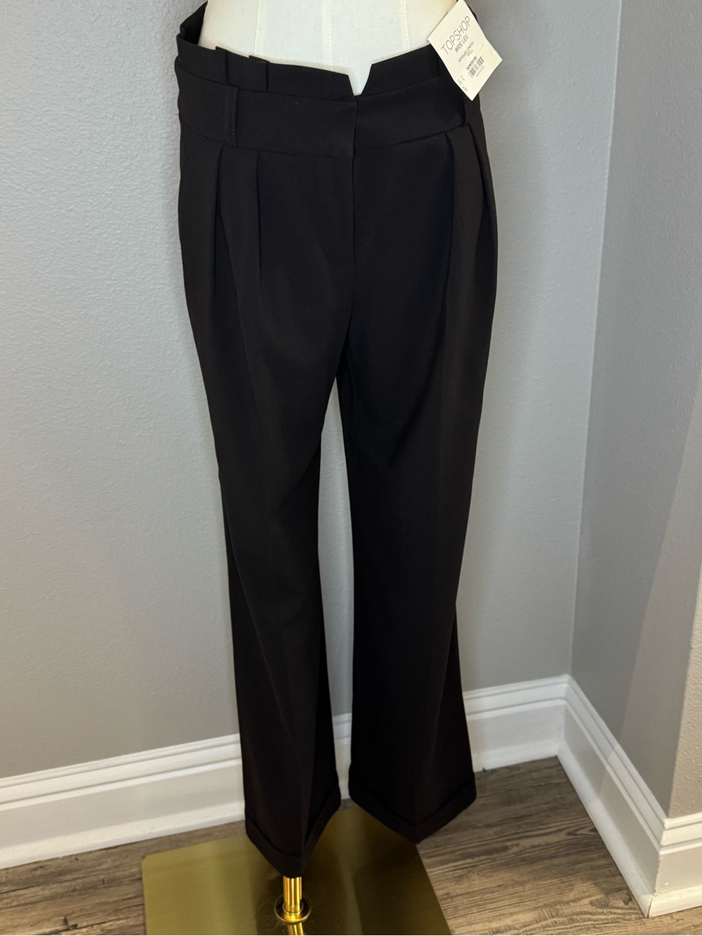 Topshop Black High-Waist Pleated Trousers